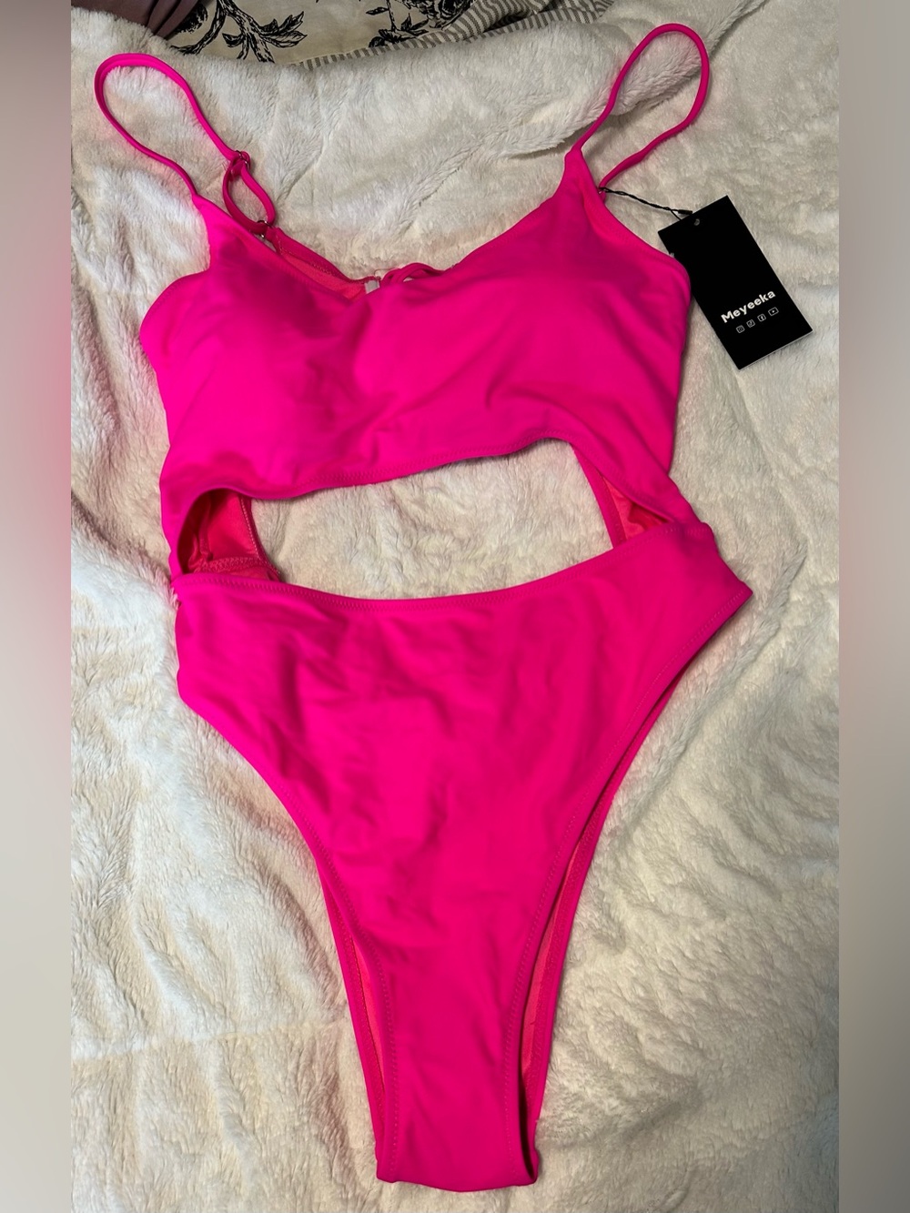 Moyooka Hot Pink Cutout One-Piece Swimsuit